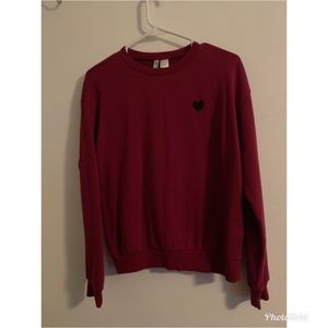 H&M Maroon Long Sleeve Sweatshirt w/ Black Heart